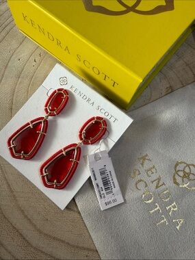 Kendra Scott Threaded Camry Red/Gold Earrings